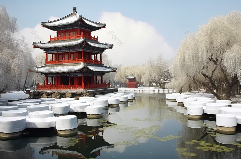陕西西安大唐芙蓉园雪景,高清,摄影图,摄影图片,图片大全,摄影图免费下载